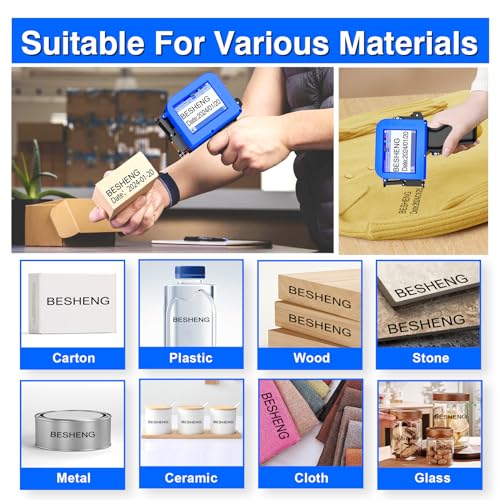 Image of Mini Handheld Inkjet Printer, Handheld Printer Portable with 42ml Fast-Drying Solvent Ink Handheld Inkjet Printer Gun for Date /Batch /QRcode /Barcode Handheld Printer for Any Surface (MP10, 0.5inch)