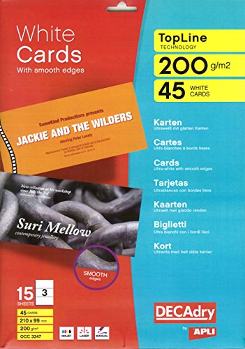 Cartes de correspondance Decadry OCC3347 papier blanc 210x99 pour faire-part et voeux créatifs