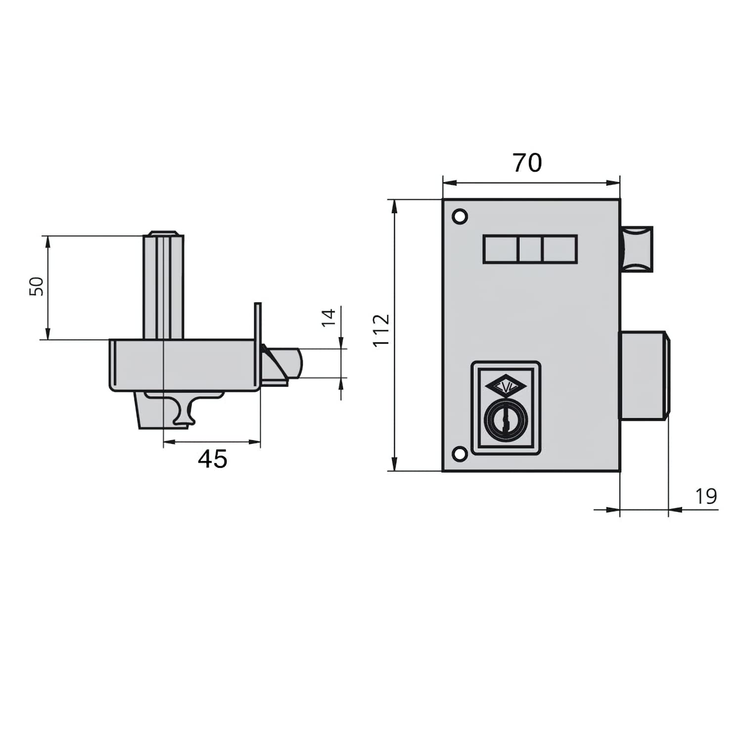 Cerradura Cvl 56a/70/he Derecha