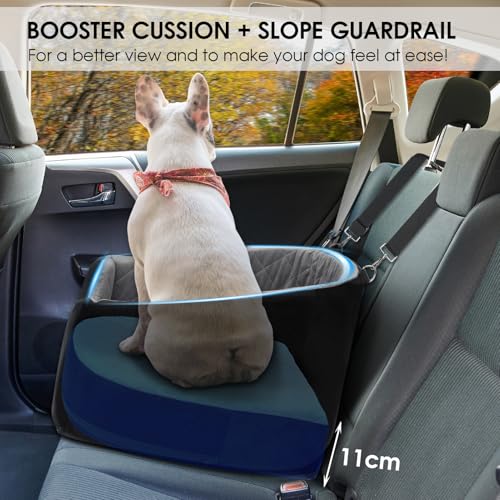 Mozvvco Hundesitz Auto Kleine Hunde - Ultraweich & Bequem Hunde Autositz Rückbank & Vordersitz - 2 in 1 Autositz Hund & Hundebett Auto mit Dickern Kissen - rutschfest, Abnehmbar, Waschbar - Schwarz
