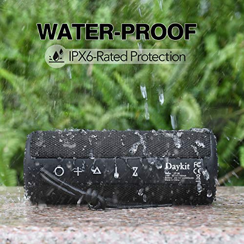 Waterproof Portable Bluetooth Speaker with Crystal Clear Stereo Sound, Rich Bass, 66 ft Wireless Range, Built-in Mic, IPX6, for Home, Shower, Travel, Outdoor Speaker -Black