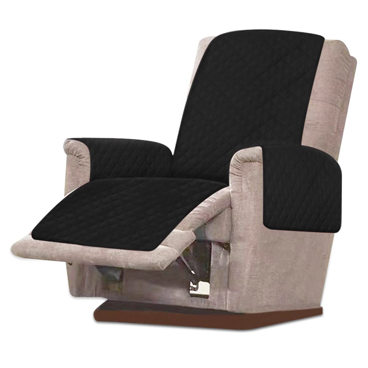 Yunyouc Black Recliner Chair Covers, Waterproof Recliner Slipcover, Elastic Stretch Couch Cover, Non-Slip Soft Sofa Armchair Covers, Reclining Chair Protector For Sofa Couch Furniture Protection (Black)