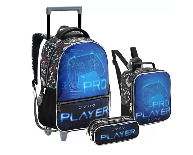 Seanite, kit Mochila de Rodinhas Infantil Seanite Game 16'