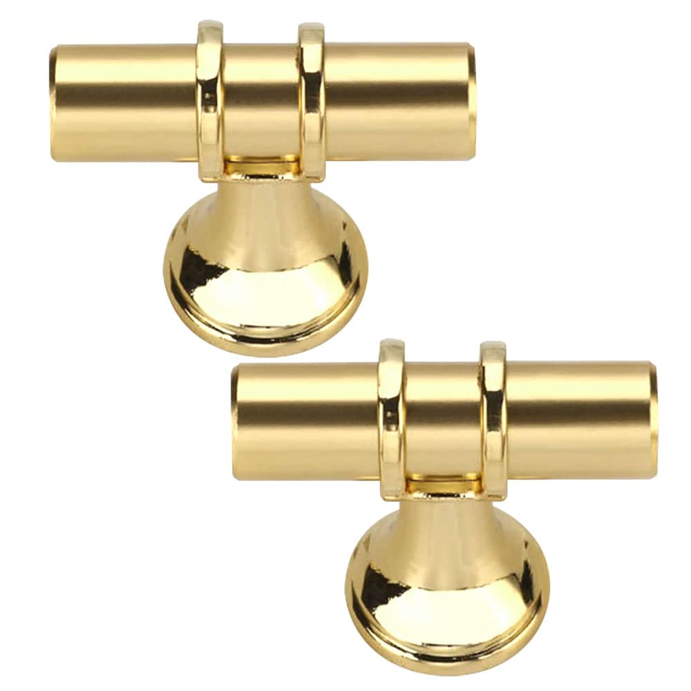 2 Pcs Brushed Brass Single Hole Knob Furniture Door Knobs Cabinet Bar Handle for Kitchen Cupboard Door Dresser Drawer Pull Knob