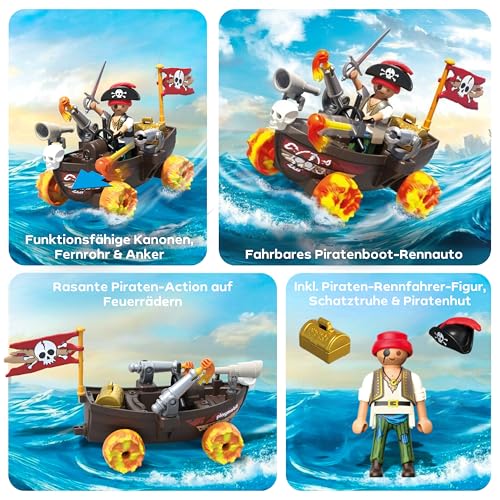 PLAYMOBIL | Fun Stars | Rasendes Piratenboot | Spielzeug ab 4 Jahren | Geschenk für Kinder | Spielzeug Auto | Mit Schießfunktion | 71717