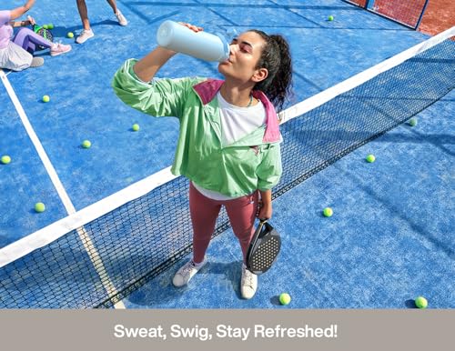 Image of POWCAN 40 oz Insulated Water Bottle with 2-in-1 Straw and Spout Lid, Keep Cold 24H, Leak-Proof, BPA-Free, Double Wall Stainless Steel Water Bottle for Sports, Gym, Travel, and School (Ivory)