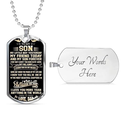 My Son Forever From Dad - Dog Tag Necklace Gift For Son From Father, Son's Birthday, Christmas Gift, Graduation Gift For Son From Dad, Handmade Necklace #TOP2