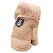 Produktbild EZSTAX Unisex Jungen Mädchen Halbfinger Handschuhe fingerlose Handschuhe Fäugstlinge warme halbe Finger Strick Handschuhe mit Flip Top,Beige,6 Monaten-3 Jahren