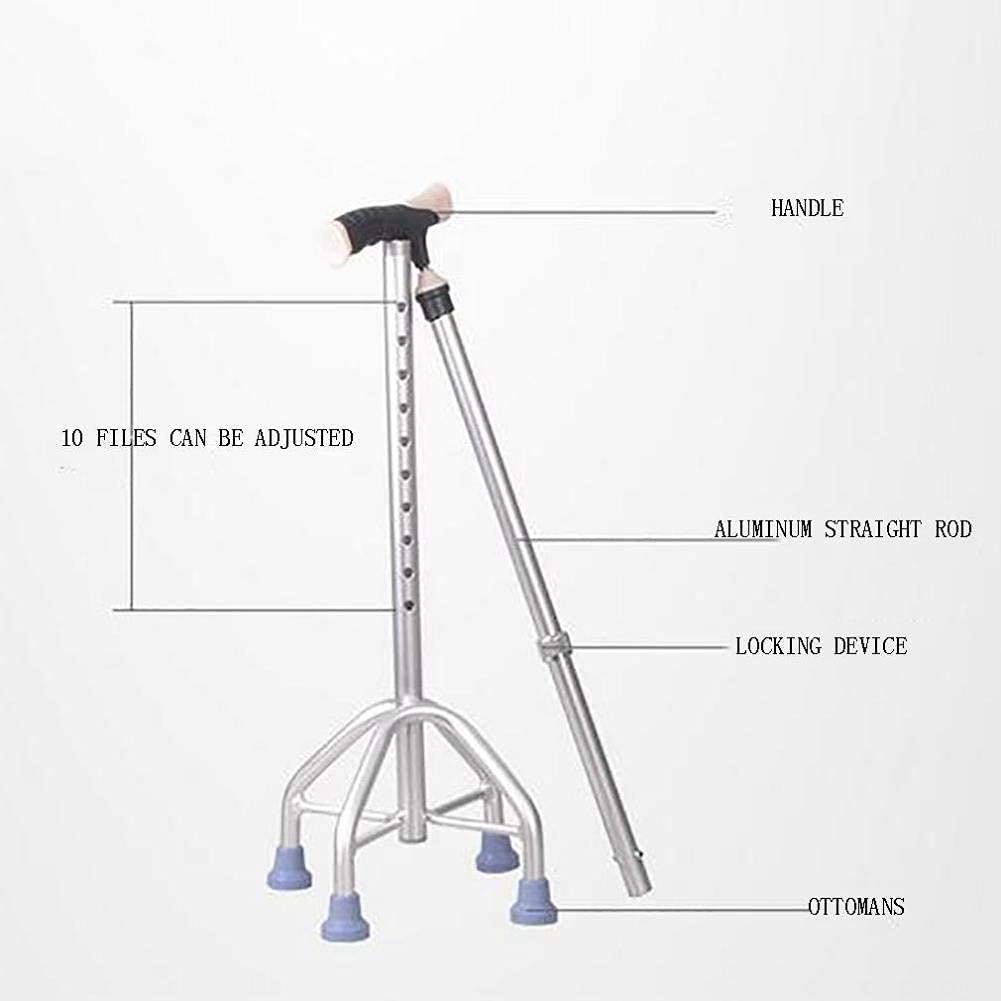 MObyat Andador para Ancianos,Muletas para Ancianos Bastones telescópicos de Cuatro Patas Esquinas pequeñas Ajuste Antideslizante Andadores ultraligeros