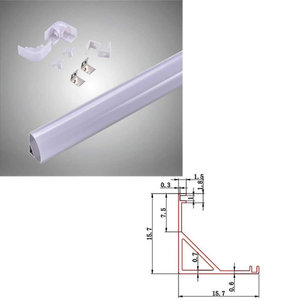 10x Profili in alluminio 2 Metri Angolare Bombato con Copertura in Plastica Opaca Bianca per strip led strisce