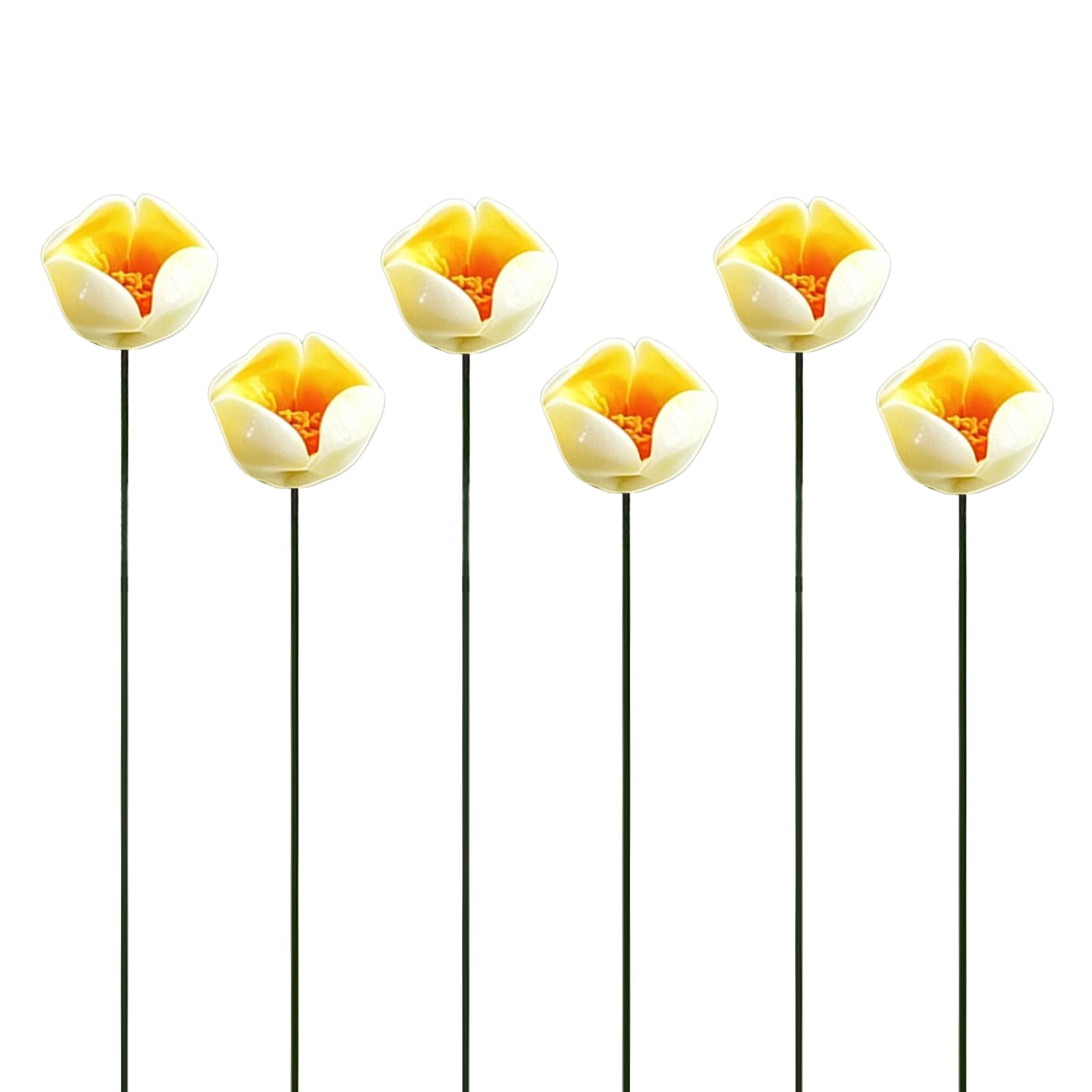 6pcs Flower Ceramic Bee Watering Station Easy To Clean & Portable Insect Drinking Cup Flexible Placement Design for Patio Garden Yard Decor (Yellow White) (6pcs R)