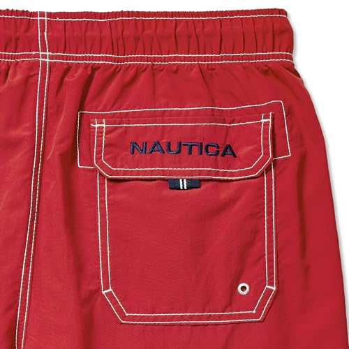 Image of Nautica Men's Solid Quick Dry Classic Logo Swim Trunk