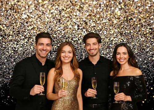 Fondo Negro y Dorado con Puntos 7x5ft para Decoración miniatura 4
