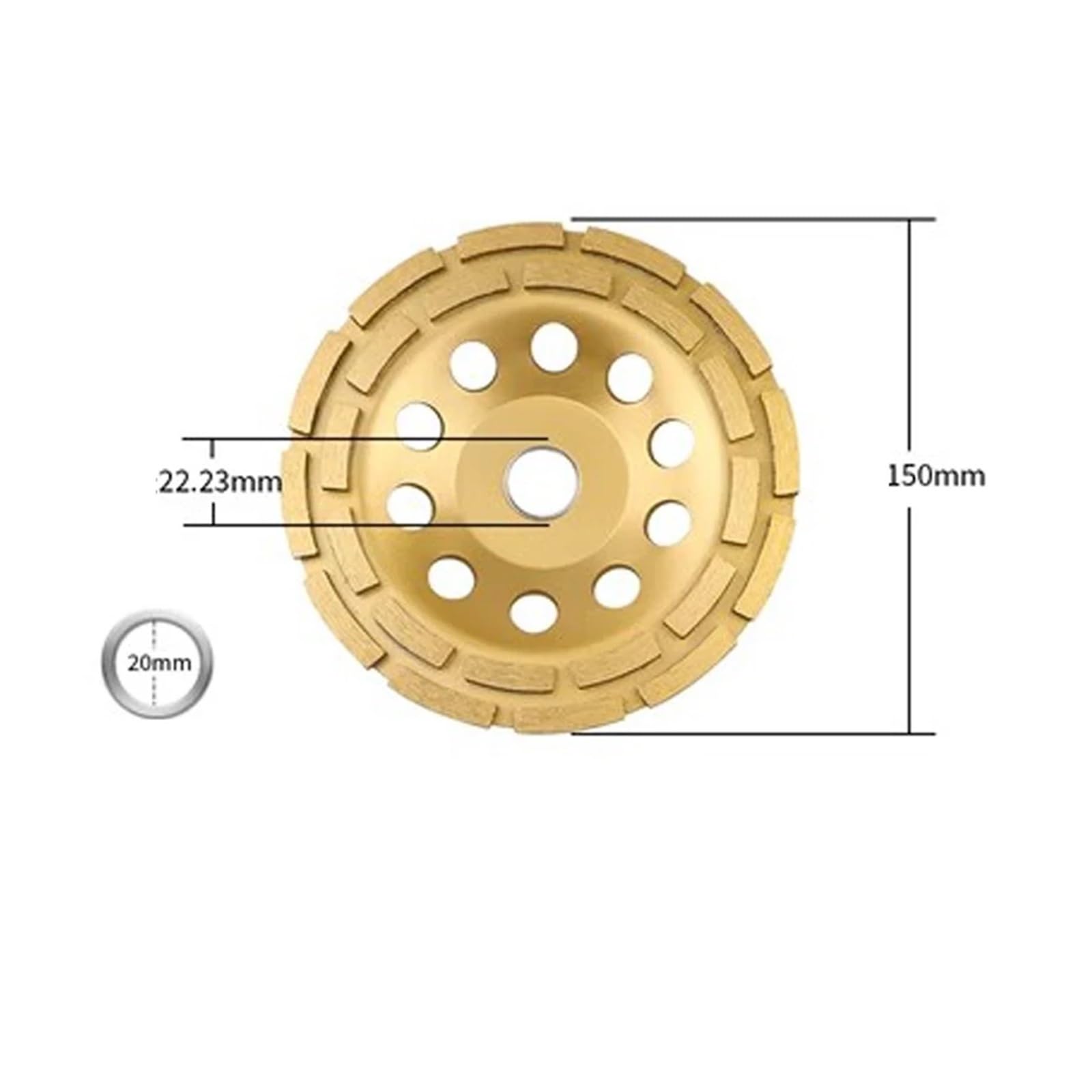 Betonowa diamentowa dwurzędowa tarcza szlifierska, marmurowa granitowa szlifierka kątowa 9-calowa z otworem 20MM/22,23MM Do użytku DIY(230mm)