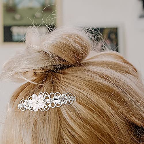 6 Pieces Pearls Rhinestone Vintage Flower Hair Barrettes Metal Flower Pearls Hair Clips Rhinestone Spring Hairpins Hollow Flower Design Hair Pins For Women Girls Hair Decor Accessories, 2 Colors #TOP5