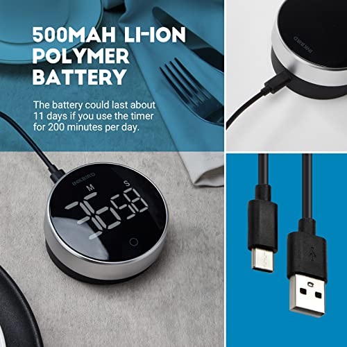 Kitchen Timer For Cooking, Inkbird Digital Magnetic Rechargeable Timer, 3-Levels Alarm Productivity Timer For Classroom Office, Large Led Countdown Smart Timer Idt-01 For Kids, Adult, Kitchen, Teacher #TOP3