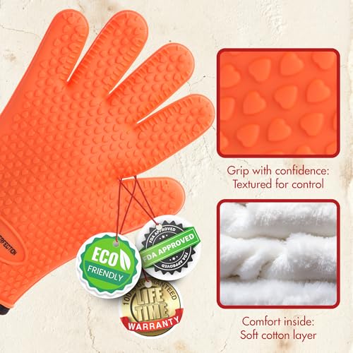 Image of KITCHEN PERFECTION XL Silicone Pizza Oven Gloves -Extreme Heat Resistant Gloves for Outdoor & Indoor Pizza Ovens -Waterproof Oven Mitts Compatible w /Ooni, Ninja, Gozney & More|Superior Set+3 Bonuses