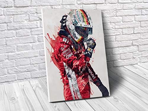 TopShelfPrints Sebastian Vettel Ferrari Poster/Canvas Print - F1 Racing Artwork - Kids Wall Decor - Man Cave - Sports Decor