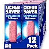 OceanSaver Eco Multi-Surface Bathroom Cleaner - 12x 750ml Refills | Powerful Just Add Water Toilet, Sink & Shower Watermark & Cleaning Spray | Plant Based, Plastic & Cruelty-Free | Pomegranate Scent