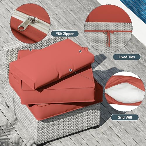 Snubbull 14-CUSHIONS-TERRA RED 14 Pcs Outdoor Cushion Slipcovers Outdoor Patio Cushion Covers Replacement Waterproof With Zipper For Outdoor Furniture thumb #3