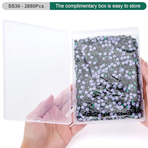 Image of Hotfix Rhinestones Bulk, 2880PCS Malachite Green Hot Fix Rhinestones for Clothes DIY Decoration Crafts, Malachite Green, SS30, 6.3-6.5mm