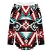 Womens Bodysuit Geometric Indiana Western Southwest Tribal Ethnic Aztec Red Turquoise T Shirts Long Sleeve Hoodie V Neck Pullover Tops, 2026