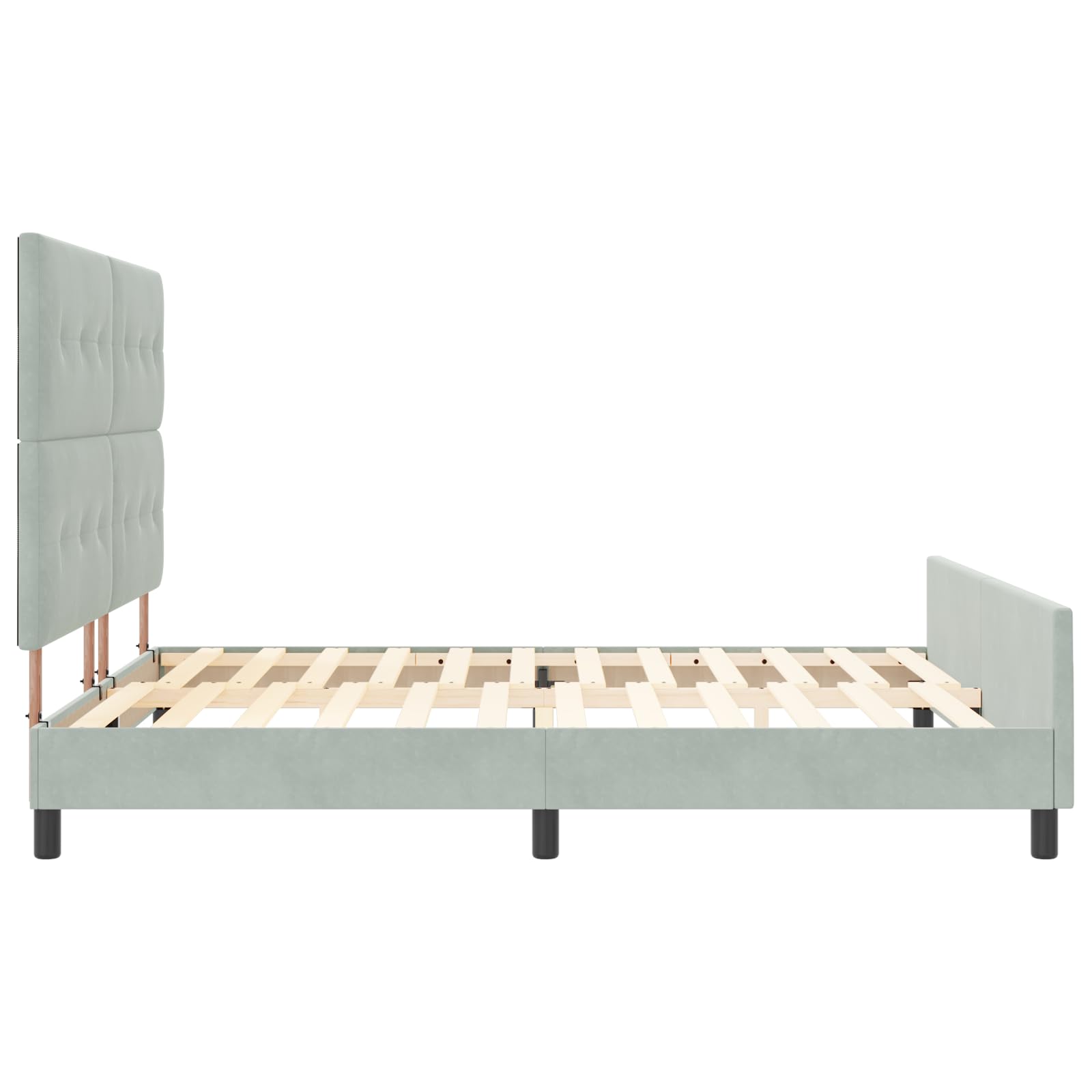 Bettgestell Hellgrau 180x200 cm, Modernes Samt upholstered Doppelbett, bedframe mit headboard und Platform für Bedroom