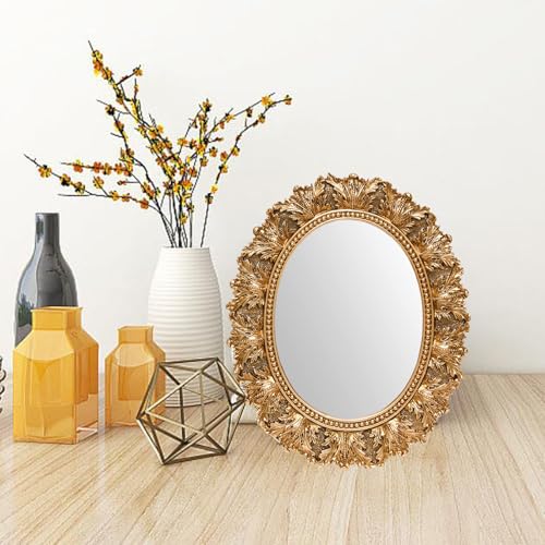 Espejo ovalado vintage pequeño para maquillaje miniatura 5