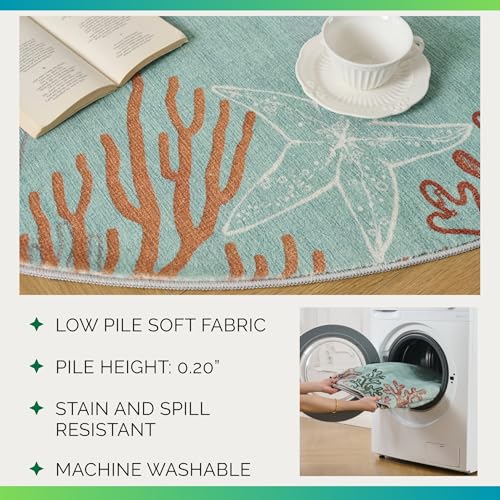 Tapete corredor lavado Coral Coastal 2x6 Aqua miniatura 4