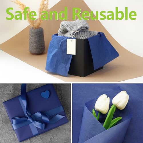 Image of Bobobag 100 Sheets Blue Tissue Paper, 20 inch x 14 inch Tissue Paper for Gift Bags, Bulk Gift Wrapping Tissue for DIY Crafts, Birthday, Christmas and Holiday Decor