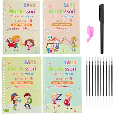 Libro De Escritura Mágica De 4 Libros En Español, Cuaderno De Práctica De Magia Con Bolígrafo Y Empuñadura Montessori Para Niños, Juguete Educativo Reutilizable Para Practicar Letras Caligráficas. | Ya disponible en tu tienda friki favorita! En mundofriki.es!