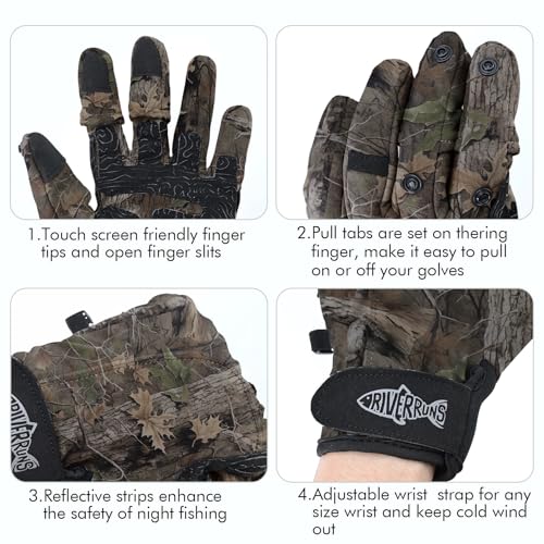 Riverruns Flexible Fishing Gloves Fleece Lining Windproof Ice Fishing Gloves Water-Repellent Touchscreen 3 Cut Fingers by Riverruns - Image 4