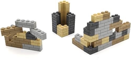 Miniatura 4 de 120 piezas de bloques de pared de ladrillos de perfil de mampostería, piezas y piezas compatibles con grandes marcas de ladrillos de ladrillo de