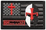 USA Flag Cross Christian Templar Knight in God Wills Patch (Hook Fastener Backing-MTB35)