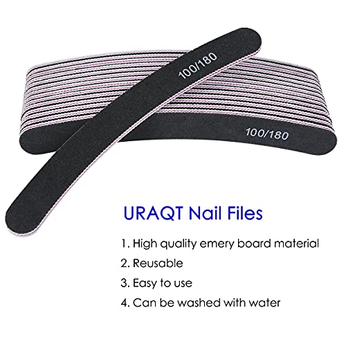 Foto von URAQT 15 Stück Nagelfeilen 100/180 Grit, Nagelfeilen Doppelseitige, Doppelseitige Einweg Nagelfeile, Nagelfeilen für Gelnägel, Nagelfeilen Einweg, Kern in Schwarz, Bananenfeile