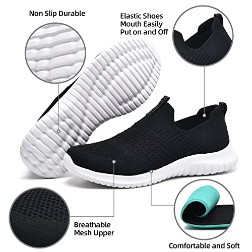 Image of TIOSEBON Women's Walking Tennis Shoes Knit Comfortable Slip on Breathable Mesh Lightweight Sneaker