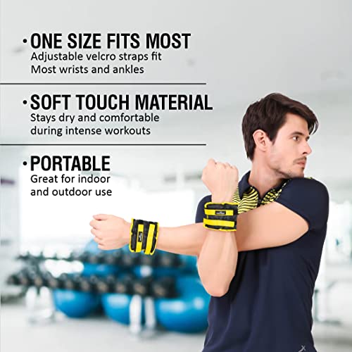 Image of Vector X AW-10 Adjustable Wrist Ankle Weight For Men Women Resistance Exercise Fitness Band For Running, Jogging, Strength (1.5 KG X 2) 3 KG - Yellow