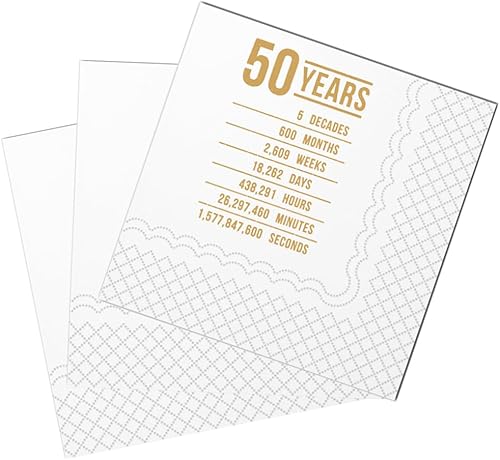 Miniatura 7 de SharkBliss Divertidas servilletas de cóctel de cumpleaños 50, paquete de 50 divertidas servilletas de papel de 50 cumpleaños para decoración de