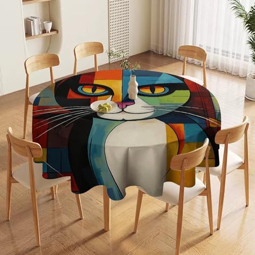 Nappe ronde imperméable et résistante à l'huile lavable en machine pour buffet
