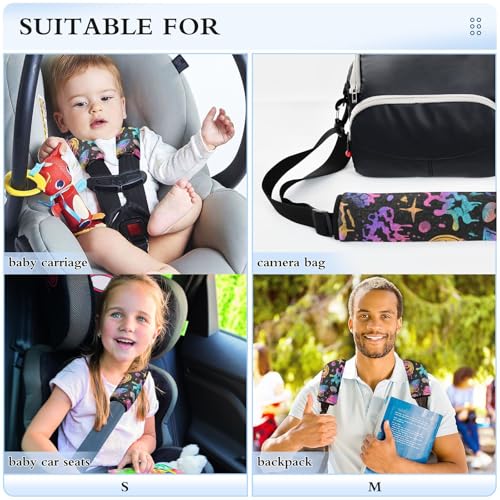 Image of 2 Pack Seatbelt Covers Seat Belt Cover Pad for Adults Boys Girls Car Seat Strap Covers Pads Cushion Universal Shoulder Strap Pad Protector for Backpack Camera Bag 10x7.7Inch Black Punk Pumpkin Hallowe