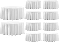 AOCOZ 120 Inch Round White Tablecloths 10 Pack - Washable Polyester for Weddings, Parties, Banquets & Buffets