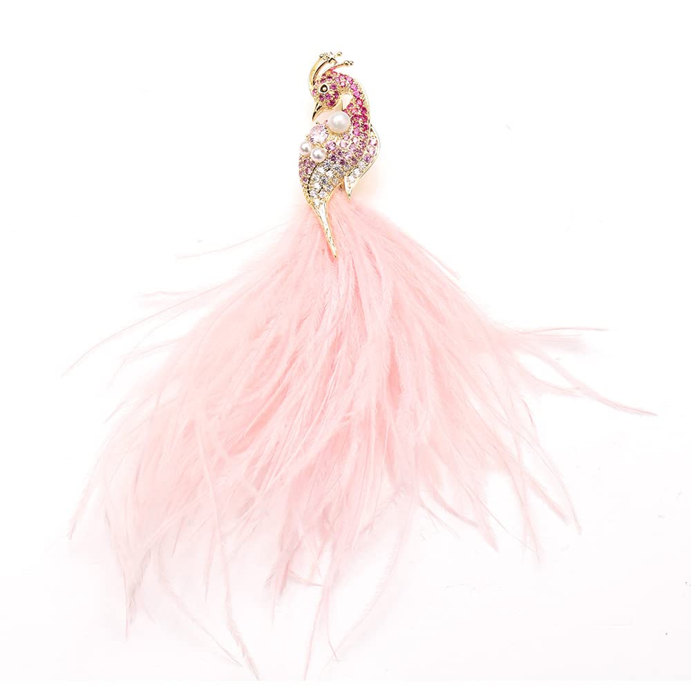 OIDIMSRhinestone Peacock Brooches for Women Girls Exaggerated Feather Tassel Brooch Pin Elegant Dress Accessories Jewelry Pearl Crystal Bird Lapel Pins Bride Wedding Clothing Art Deco Birthday Christmas Anniversary Valentine's Day Gifts Girlfriend