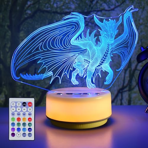 KYMELLIE Dragon Lamp Dragon Night Light for Kids Room Dragons Gifts 14 Color LED Decor Lights with Remote Control & Entity &Timing Bedside Lamp, Dragon Toys Birthday Gifts for Boys and Girls