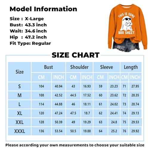 Generic YCW231212 Halloween Crewneck Sweatshirt Ghost Long Sleeve Halloween Costumes Woman 2024 Spooky Season Sweatshirt thumb #2