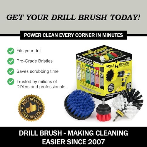 Image of Drill Brush Attachments for Cleaning Carpet, Chairs, Seats, Wheels, Vinyl, Bathroom, Bathtubs, Shower, Tile, Grout, Trucks, Boats - Drill Brush for Car Detailing - Car Detailing Kit Interior Cleaner