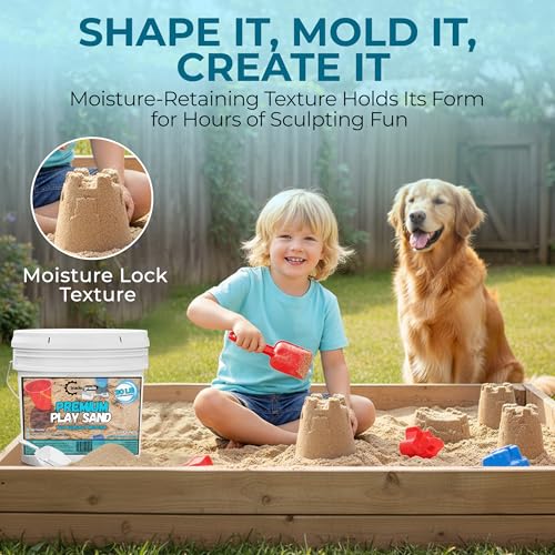 Image of Trade Grade Play Sand for Sandbox Sand for Kids - 45 lb Bucket Natural Play Sand for Kids, Sensory Play, Tables, & Outdoor Fun, Perfect for Wet Castle Building & Creativity
