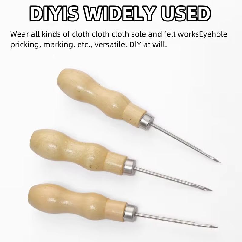 MR. DIY Crafts Leather Sewing Awl Set with Wooden Handle β Hand Stitching Awl Needles for Leather Craft, Shoe Repair, Upholstery, DIY Sewing & Craft Tools (9, Pcs Wooden Handle) 4