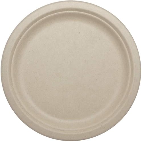 Platos 100% compostables de World Centric, hechos de fibra vegetal blanqueada, platos de 9 pulgadas (paquete de 1000) disponible en Yaxa Colombia