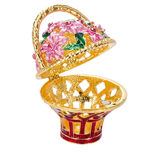 Miniatura 6 de Danila-Souvenirs Huevo Al Estilo Fabergé Flores De Primavera Caja De Música Con Cesta De Flores 16,5 Cm Azul