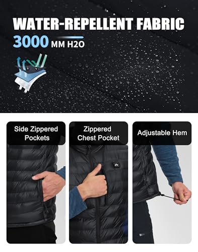Image of Pioneer Camp Men's Heated Puffer Vest with Battery Pack & Chest Pocket - Lightweight Electric Heating Vests for Winter